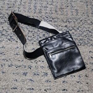 Elegant Black Leather Women's Belt Bag